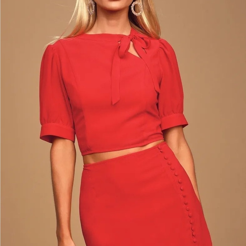 Lulus red two piece set - Picture 2 of 5